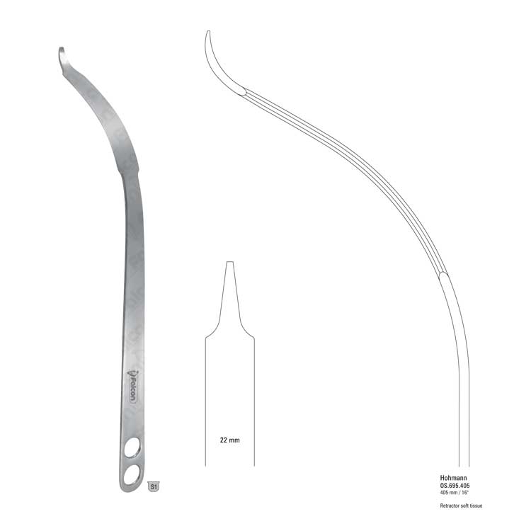 Retractor hip soft tissue 22x405mm