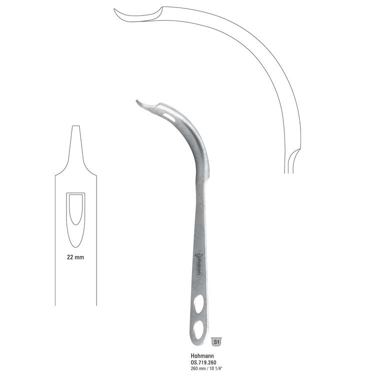 Retractor hip acetabular 22x260mm