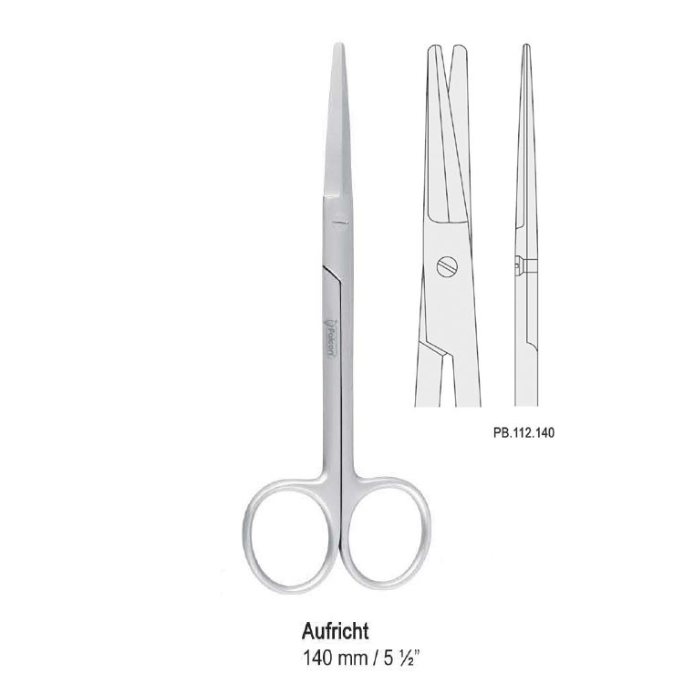 Scissors Aufricht double edge bl/bl straight 140mm