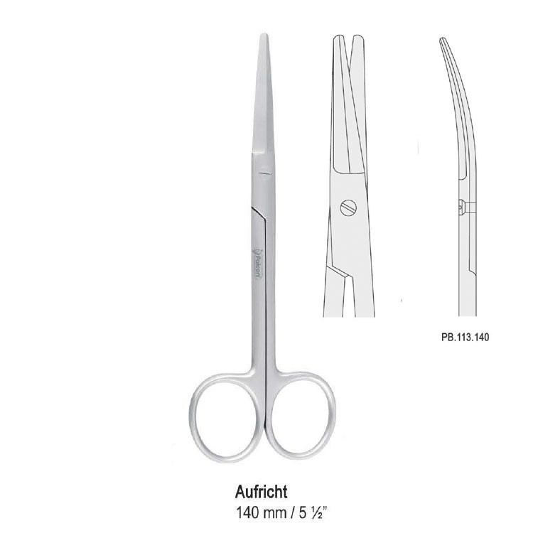 Scissors Aufricht double edge bl/bl curved 140mm