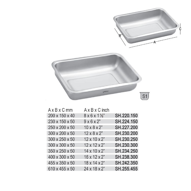 Instruments tray deep model 350 x 250 x 50mm