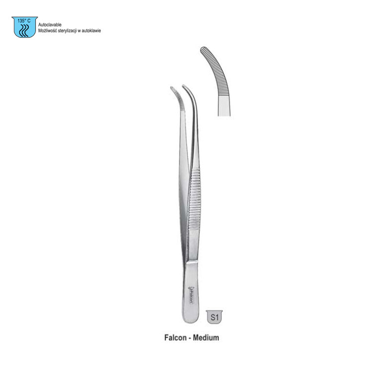 Forceps dissecting Falcon-Medium serrated curved 180mm