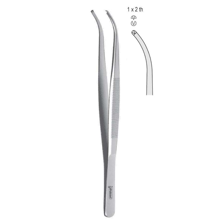 Forceps tissue Falcon-Medium 1x2th curved 200mm