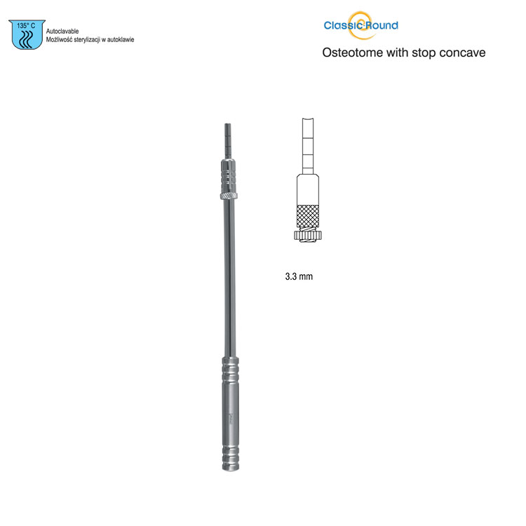 Classic-Round Osteotome with stop concave straight 3.3mm