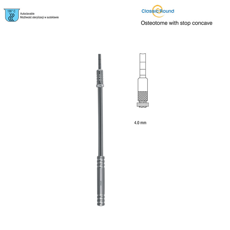 Classic-Round Osteotome with stop concave straight 4mm
