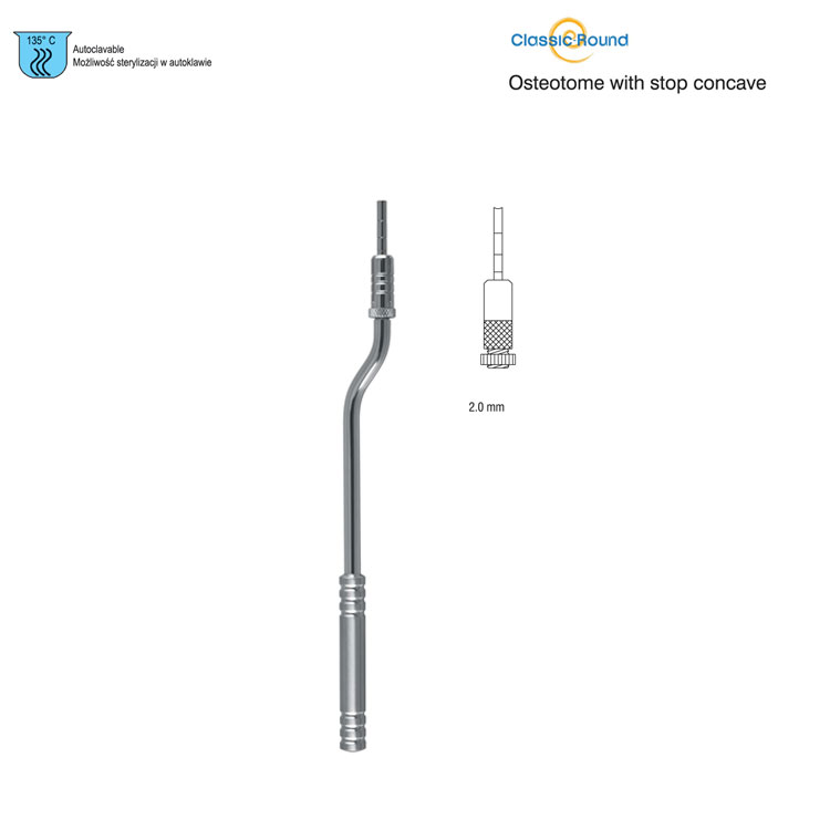 Classic-Round Osteotome with stop concave bayonet 2mm