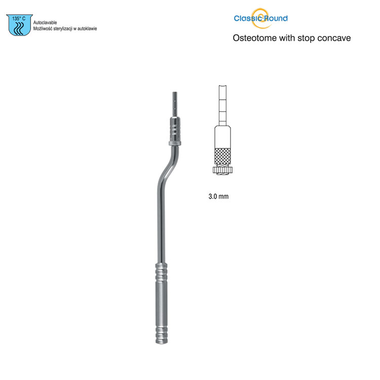 Classic-Round Osteotome with stop concave bayonet 3mm