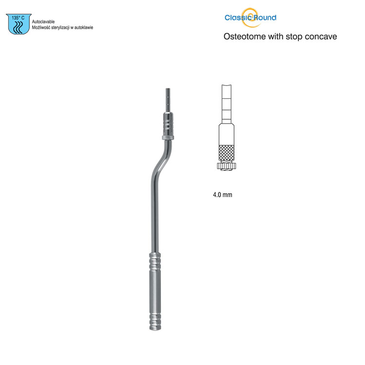 Classic-Round Osteotome with stop concave bayonet 4mm