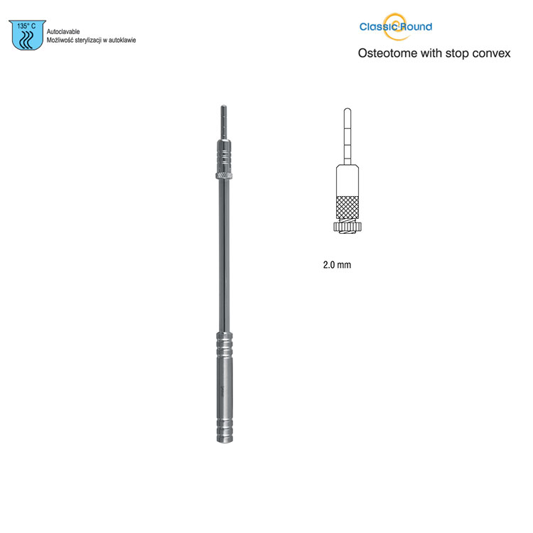 Classic-Round Osteotome with stop convex straight 2mm