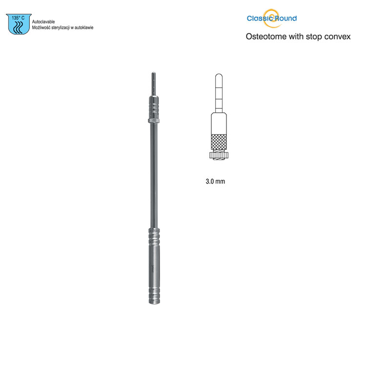 Classic-Round Osteotome with stop convex straight 3mm