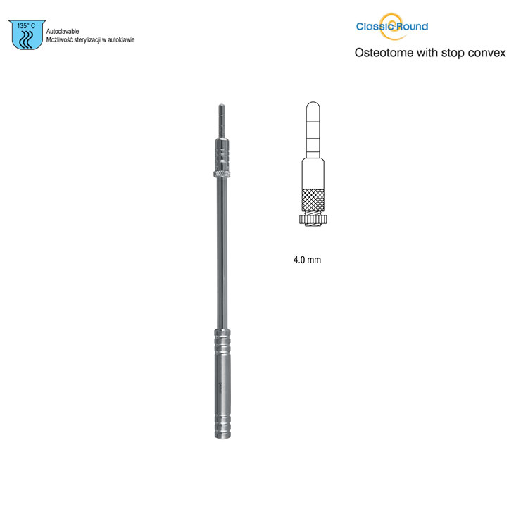 Classic-Round Osteotome with stop convex straight 4mm