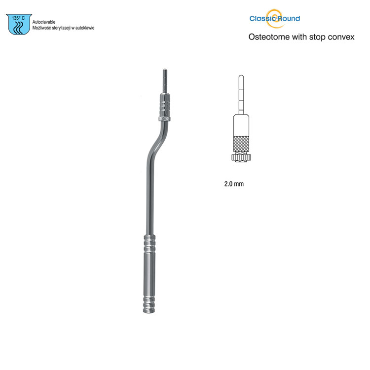 Classic-Round Osteotome with stop convex bayonet 2mm