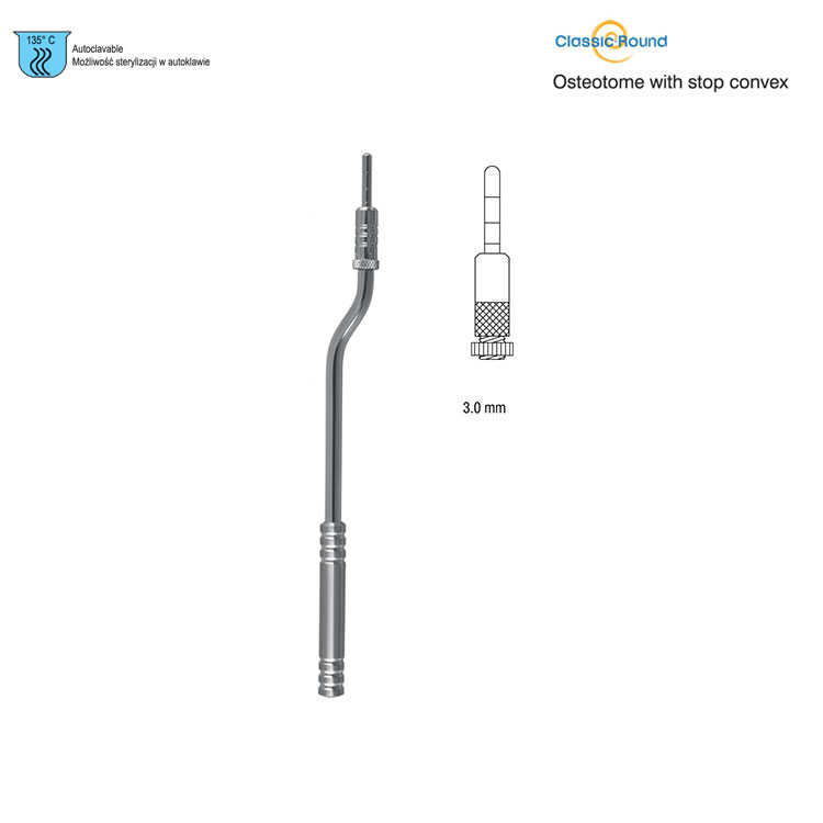 Classic-Round Osteotome with stop convex bayonet 3mm