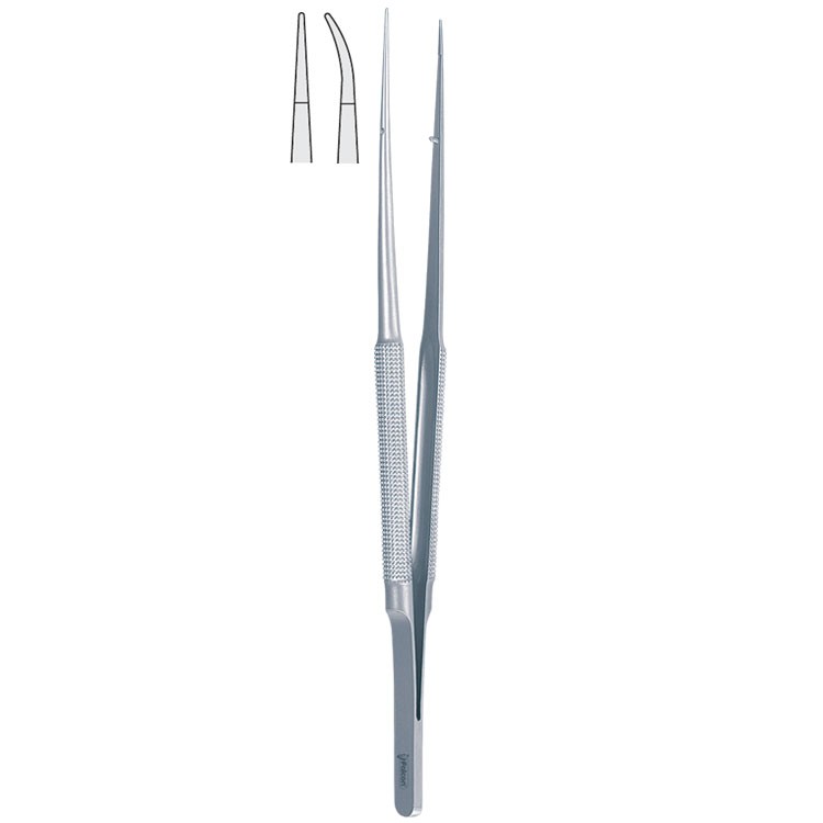 Forceps micro round handles cur. 180mm 
