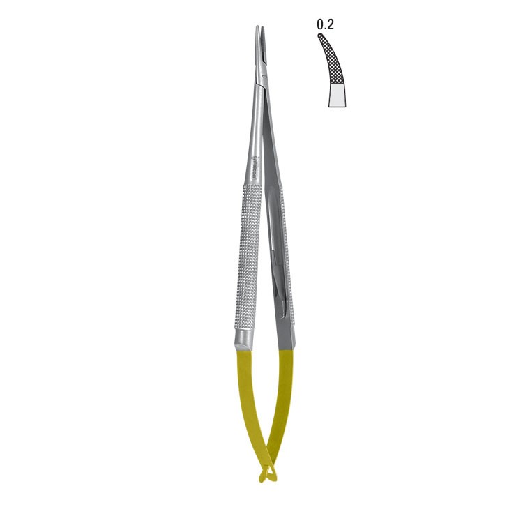 Falcon-Grip Micro needle holder curved 150mm TC