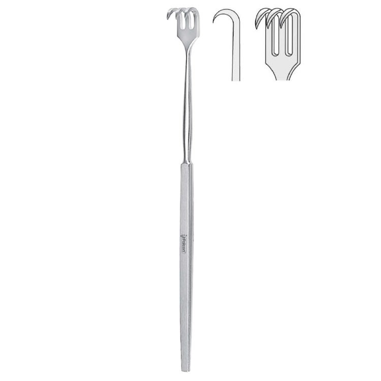Retractor Falcon 3-prong sharp 160mm