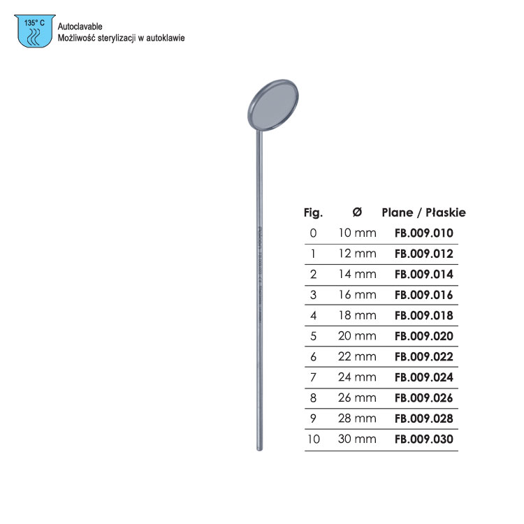 Laryngeal mirror plane Ø 22mm, fig. 6