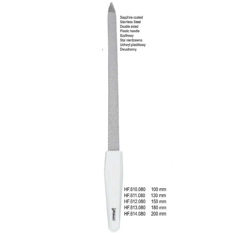Nail File Sapphire with white plastic handle 150mm