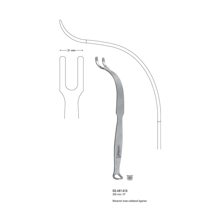 Retractor knee collateral ligament 21x205mm