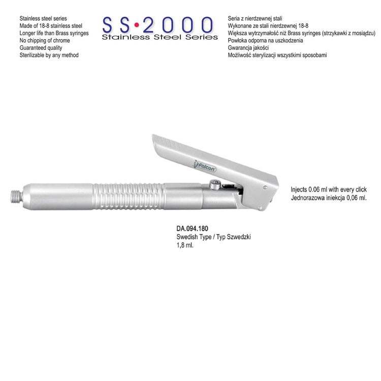 SS-2000 Syringe intraligamental P-Ject 1.8ml. Metric 