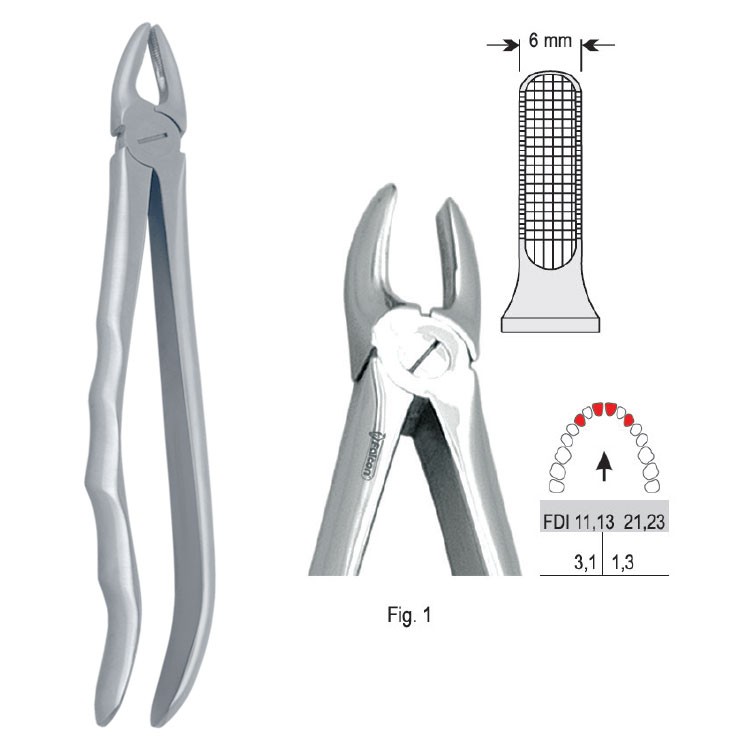 Extraction forceps with anatomical handle fig. 1