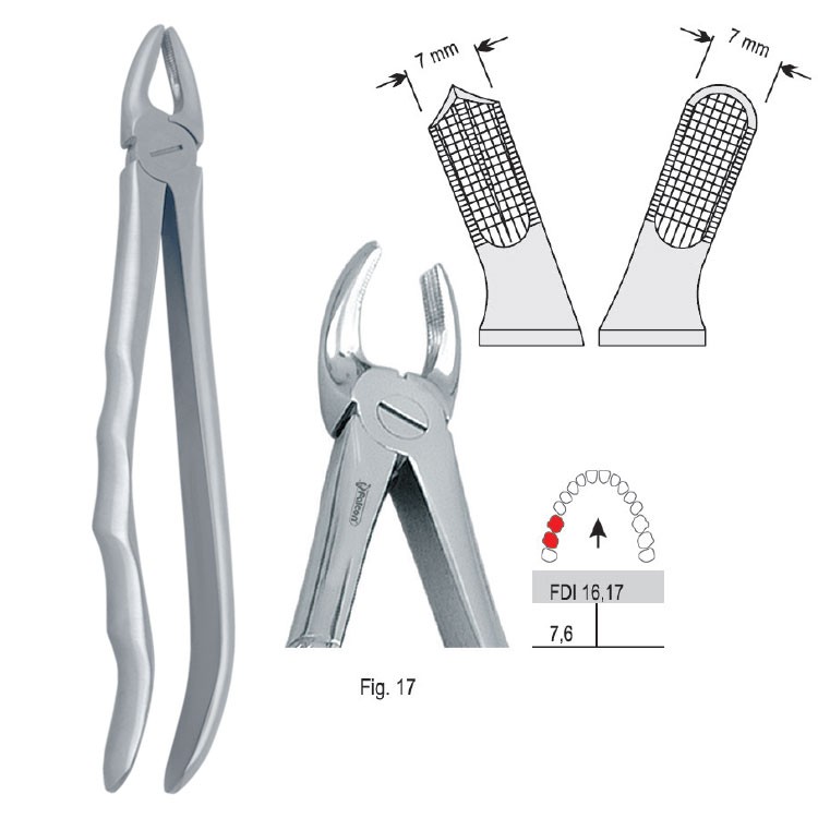 Extraction forceps with anatomical handle fig. 17
