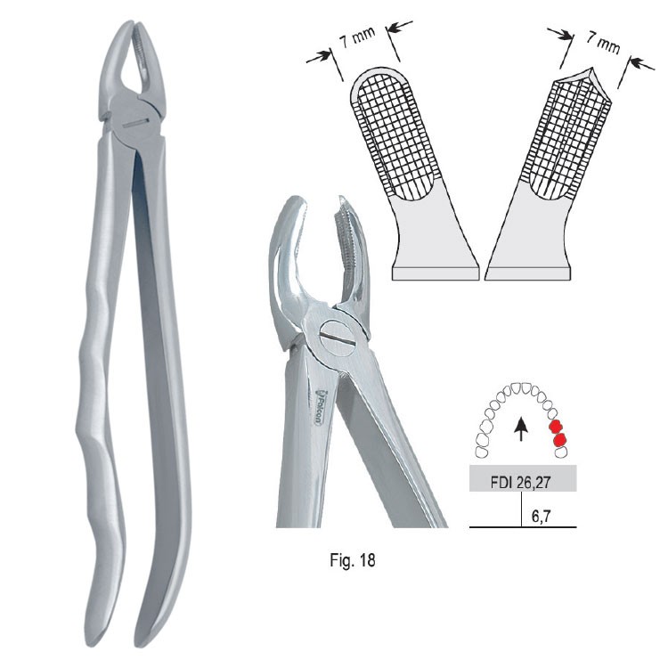 Extraction forceps with anatomical handle fig. 18