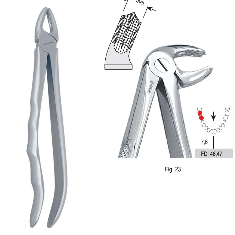 Extraction forceps with anatomical handle fig. 23