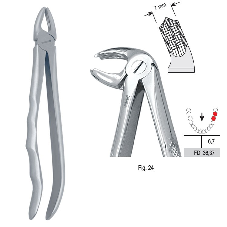 Extraction forceps with anatomical handle fig. 24