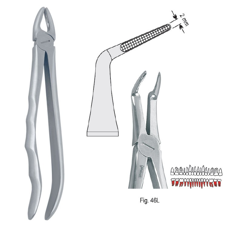 Extraction forceps with anatomical handle fig. 46L