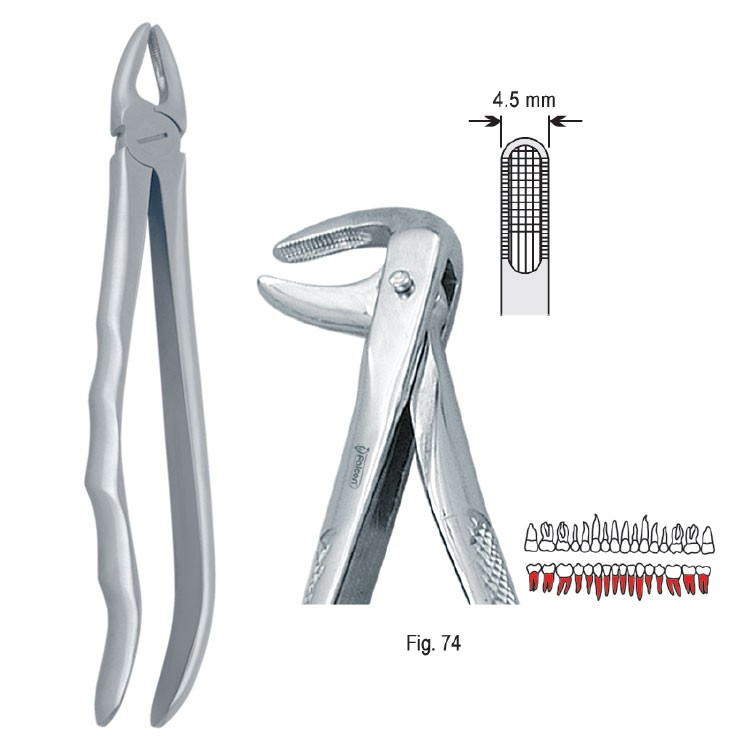Extraction forceps with anatomical handle fig. 74