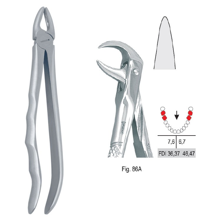 Extraction forceps with anatomical handle fig. 86A