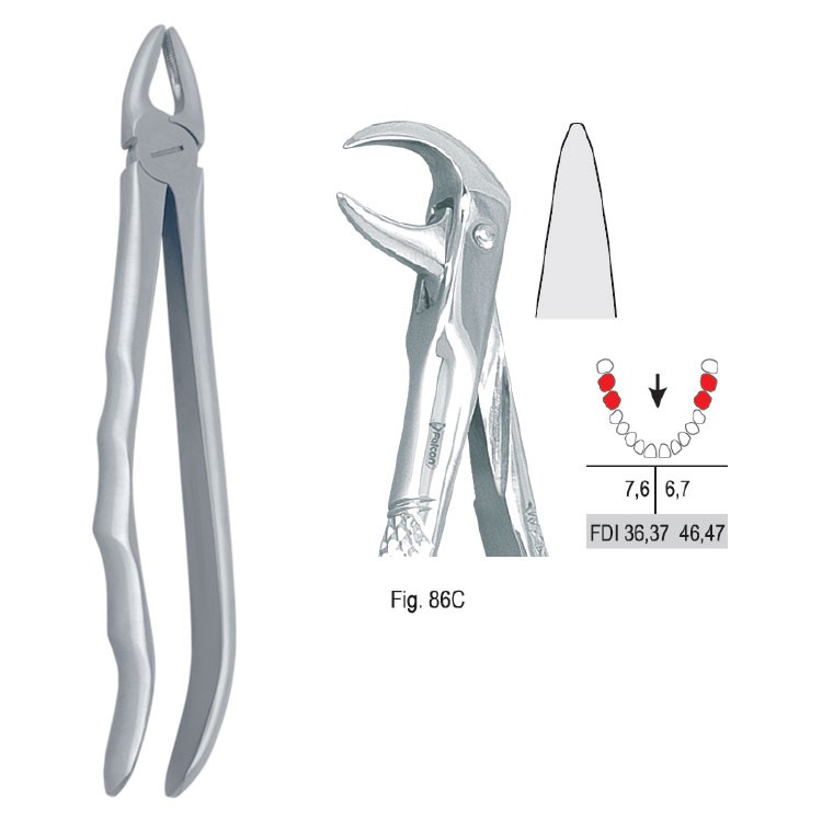 Extraction forceps with anatomical handle fig. 86C