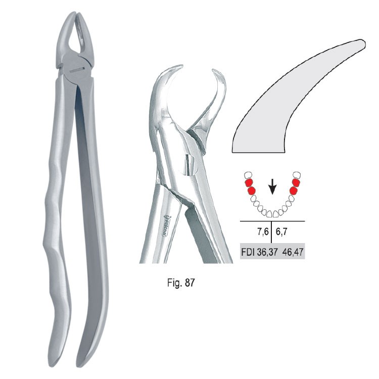 Extraction forceps with anatomical handle fig. 87