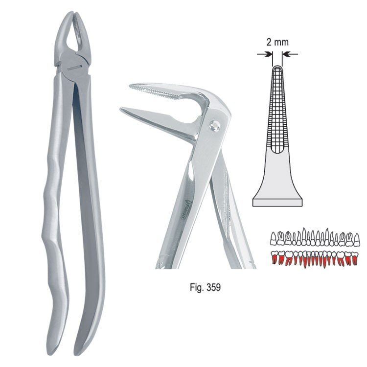 Extraction forceps with anatomical handle fig. 359