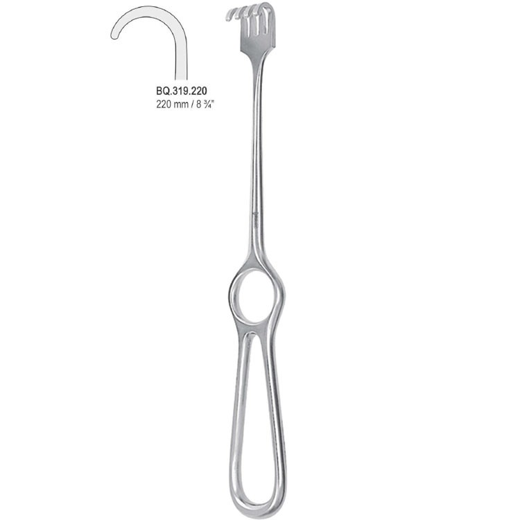 Retractor Kocher 1-prong blunt 220mm