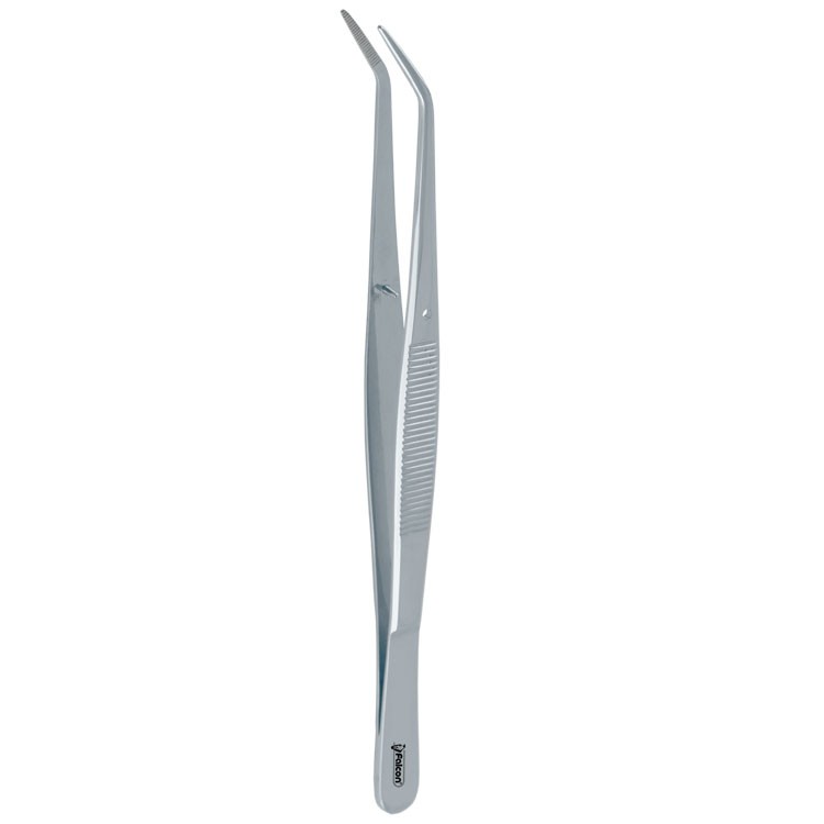 Deluxe Tweezers College serrated angled long fig. 5
