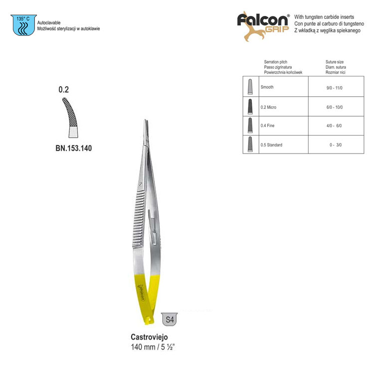 Falcon-Grip Needle holder Castroviejo cur. 180mm TC