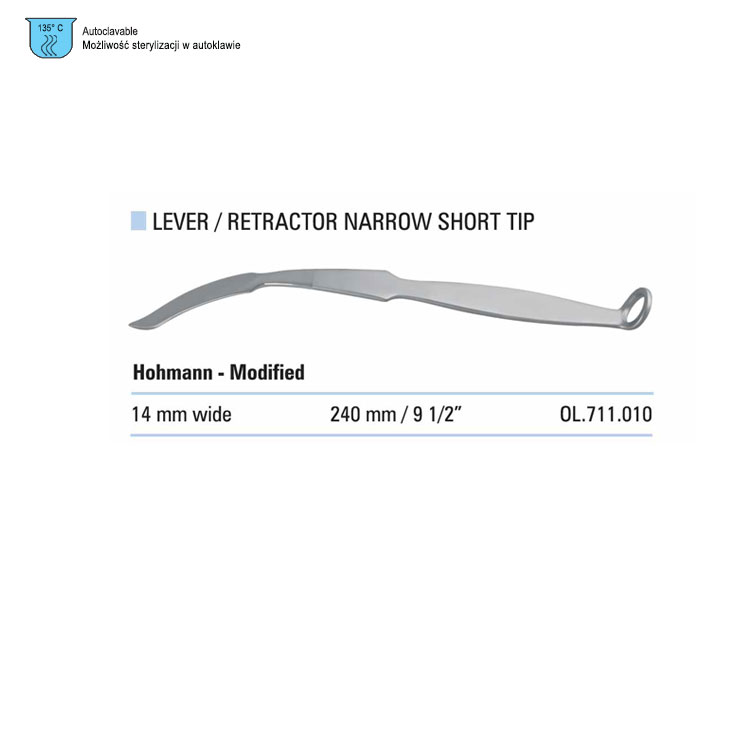 Lever / Retractor Hohmann-Modified narrow short tip14x240mm