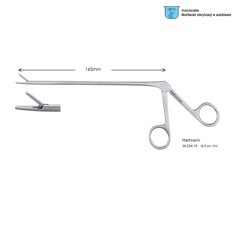 Forceps aural Hartmann serrated 160mm shaft