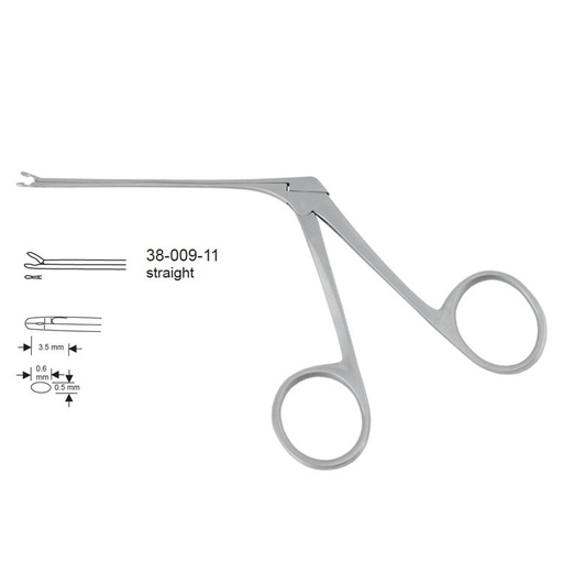 [FM.650.010] Forceps micro ear Mini-Mcgee oval cup straight 3.5x0.6x0.5mm