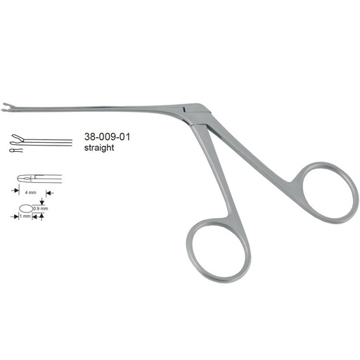 [FM.654.010] Forceps micro ear House oval cup straight 4.0x1.0x0.9mm