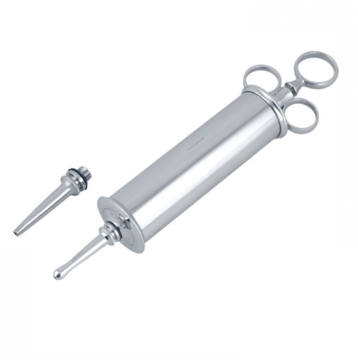 [FO.070.150] Syringe ear complete with 2 nozzles 150ml, Brass CP