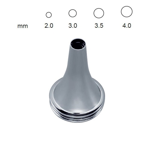 [FO.075.300] Specula ear Politzer round Set of 3 Brass CP
