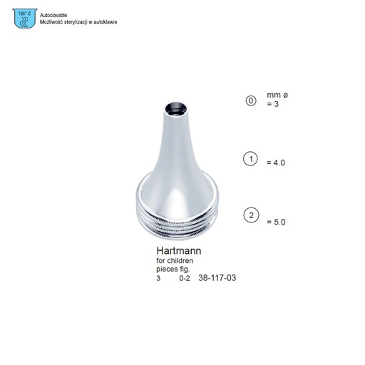 [FO.079.300] Specula Ear Hartmann Round Set of 3 Brass CP