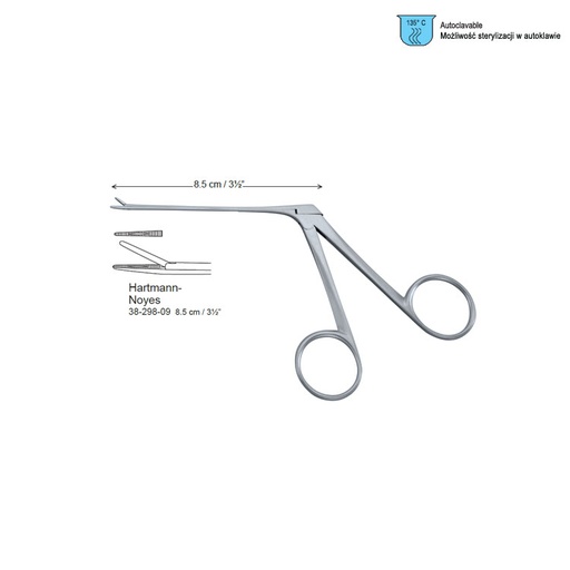[FO.342.080] Forceps aural Hartmann-Noyes serrated 80mm shaft