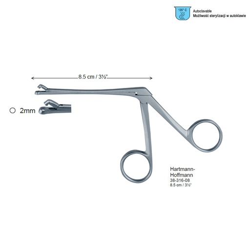 [FO.390.020] Forceps aural Hartmann-Hoffmann punch straight 2x80mm shaft