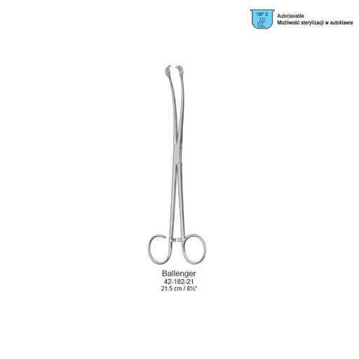 [FT.273.215] Forceps tonsil holding Ballenger open ring 3x3th curved 215mm