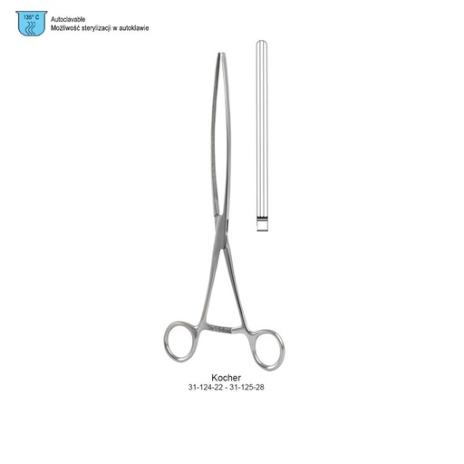 [GA.250.220] Clamp intestinal Kocher straight 220mm