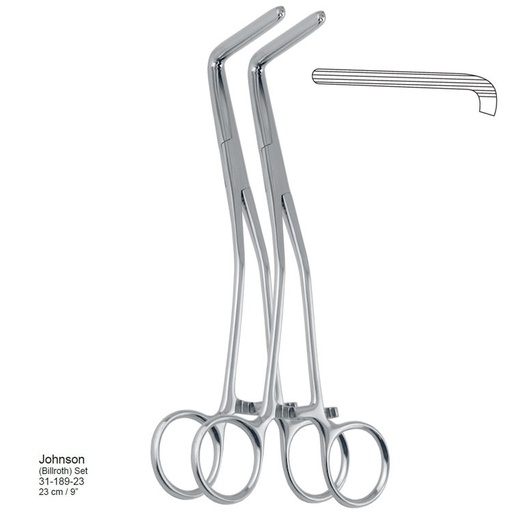 [GA.575.230] Clamp intestinal Billroth-Johnson 90⁰ angled  230mm / 9" (Pair)